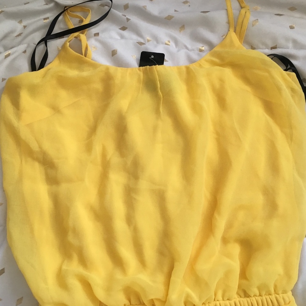 Bebe Bright Yellow Dress with Bow Tie - Picture 6 of 8